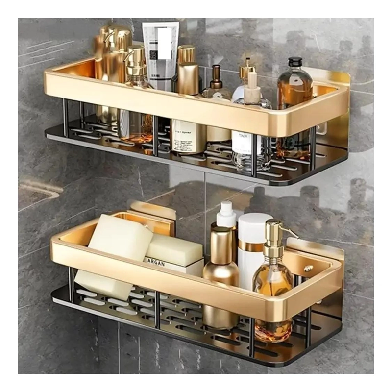 SET DE 2 ORGANIZADORES ADHESIVOS PARA DUCHA CON JABONERA Y REPISA - 2