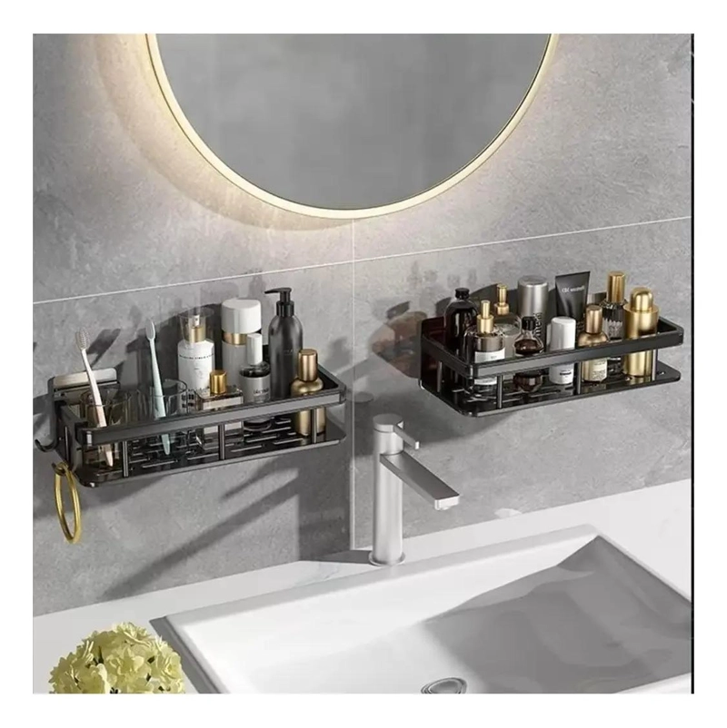 SET DE 2 ORGANIZADORES ADHESIVOS PARA DUCHA CON JABONERA Y REPISA - 3