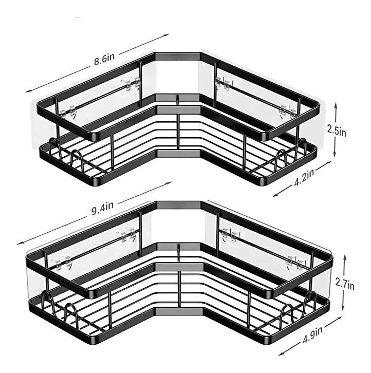 SET DE 2 REPISAS ADHESIVAS NEGRAS PARA ORGANIZAR BAÑO Y DUCHA - 2