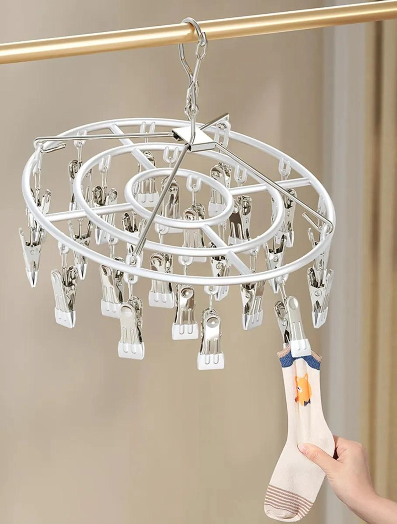 COLGADOR PLEGABLE PARA ROPA INTERIOR Y CALCETINES CON 24 CLIPS - 5