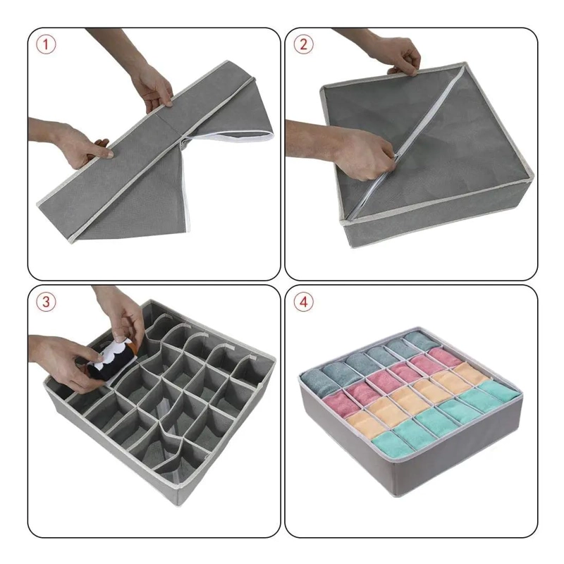 ORGANIZADOR PLEGABLE PARA CAJONES CON 24 CELDAS PARA CALCETINES - 3