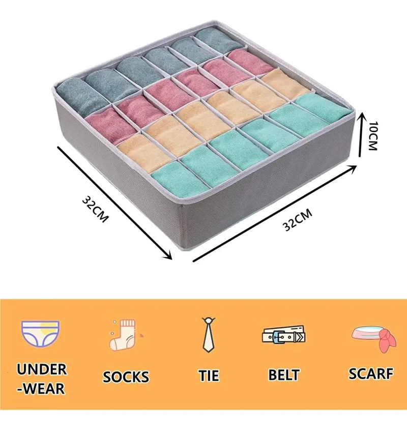 ORGANIZADOR PLEGABLE PARA CAJONES CON 24 CELDAS PARA CALCETINES - 4
