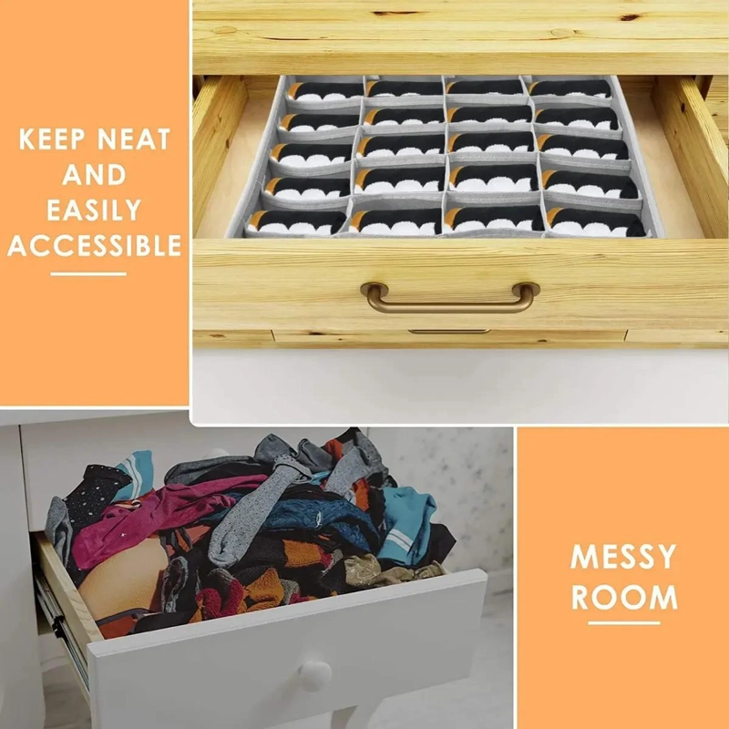 ORGANIZADOR PLEGABLE PARA CAJONES CON 24 CELDAS PARA CALCETINES - 5
