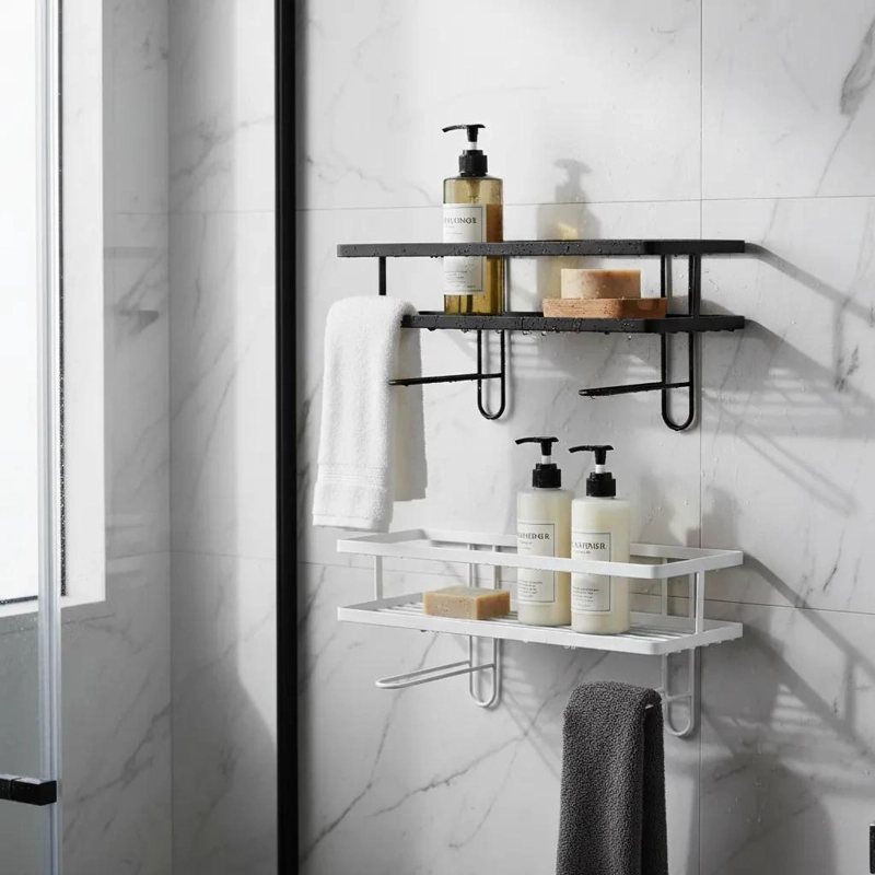 SET DE 2 ESTANTES METALICOS PARA BAÑO CON DISEÑO ORGANIZADOR - 2