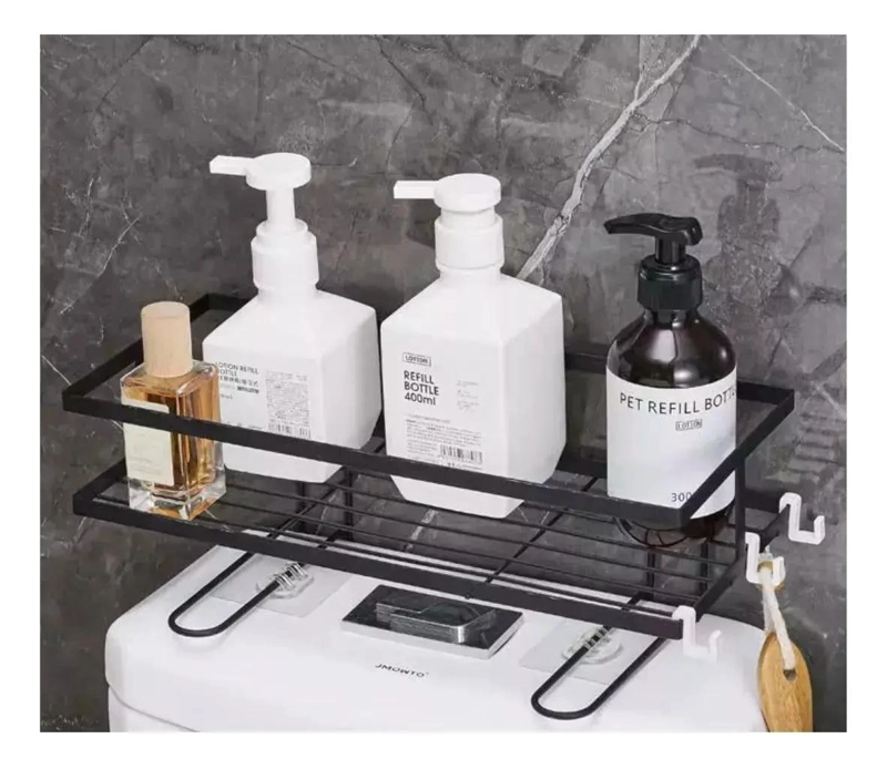 ESTANTE METALICO ORGANIZADOR PARA BAÑO CON REPISA PARA INODORO - 4