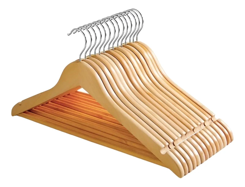 SET DE 21 COLGADORES DE MADERA ANTIDESLIZANTES PARA ROPA - 1