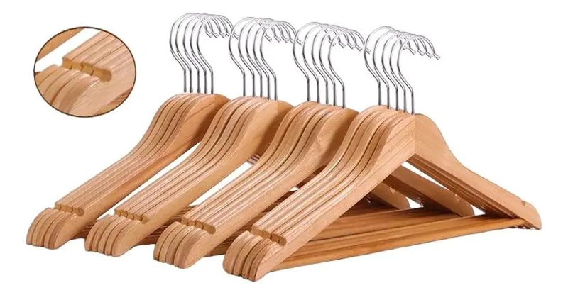 SET DE 21 COLGADORES DE MADERA ANTIDESLIZANTES PARA ROPA - 2