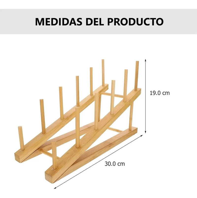 ORGANIZADOR DE COCINA PARA PLATOS Y TAPAS DE MADERA - 2