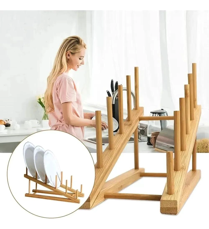 ORGANIZADOR DE COCINA PARA PLATOS Y TAPAS DE MADERA - 3