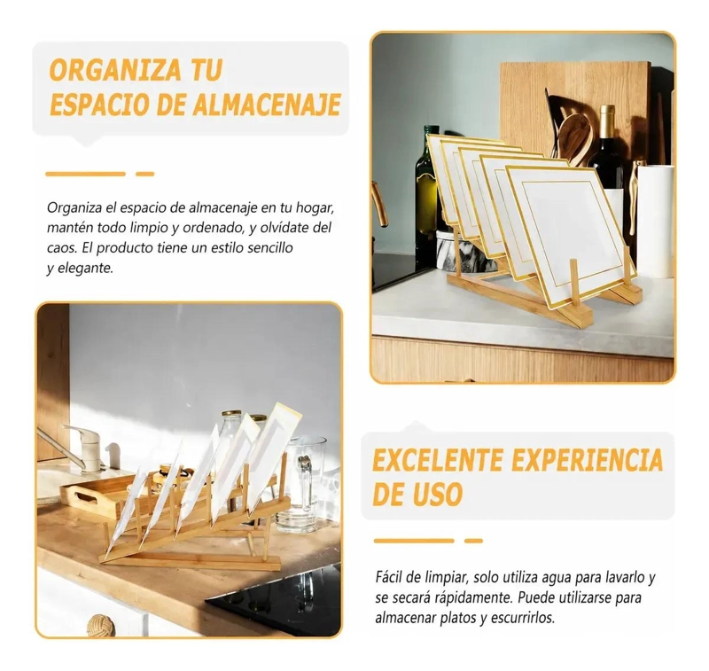 ORGANIZADOR DE COCINA PARA PLATOS Y TAPAS DE MADERA - 4