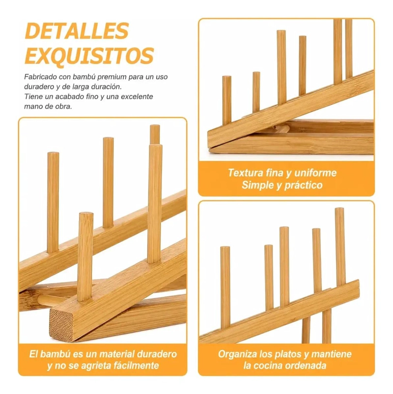 ORGANIZADOR DE COCINA PARA PLATOS Y TAPAS DE MADERA - 5