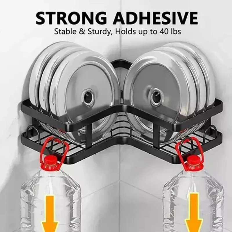 ESTANTE ADHESIVO DE METAL NEGRO CON 5 CESTAS PARA BAÑO RESISTENTE - 4