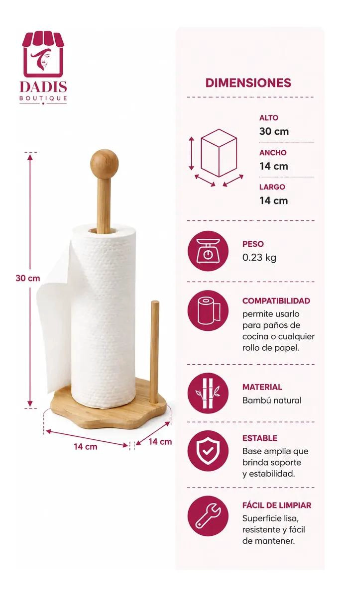 SOPORTE PARA TOALLAS DE BAMBU GRANDE DE MADERA NATURAL - 4