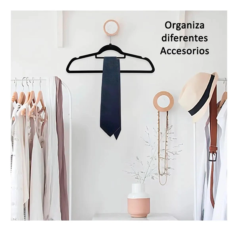 COLGADORES ANTIDESLIZANTES DE TERCIOPELO COLOR NEGRO PARA ROPA - 4