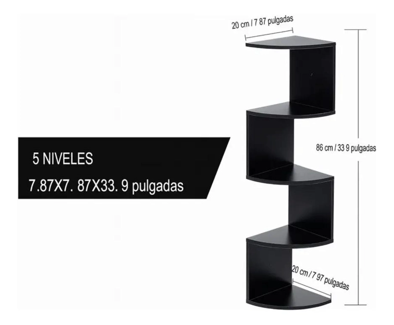 REPISA ESQUINERA DECORATIVA MINIMALISTA DE 5 NIVELES PARA PARED - 4