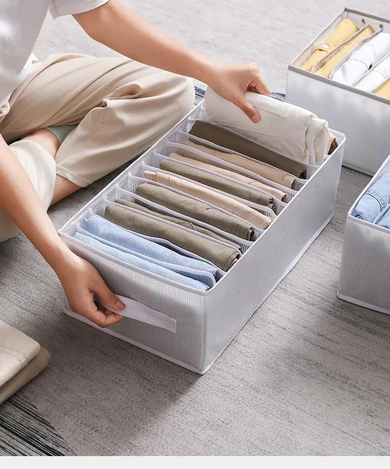 ORGANIZADOR PARA ROPA DE ARMARIO CON CAPACIDAD PARA JEANS EN COLOR GRIS - 3