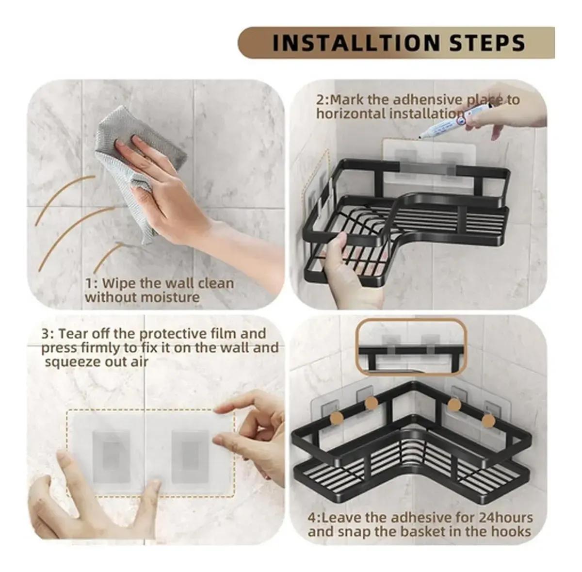 ORGANIZADOR ESQUINERO PARA DUCHA CON REPISA Y ESTANTE PARA BAÑO - 5