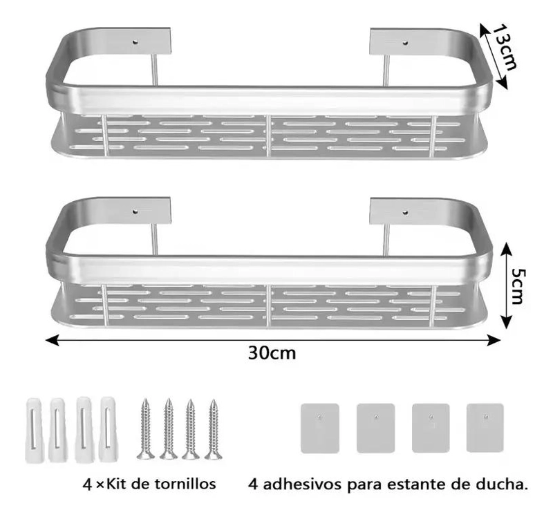 SET DE 2 REPISAS ADHESIVAS PARA ORGANIZAR BAÑO Y DUCHA - 2