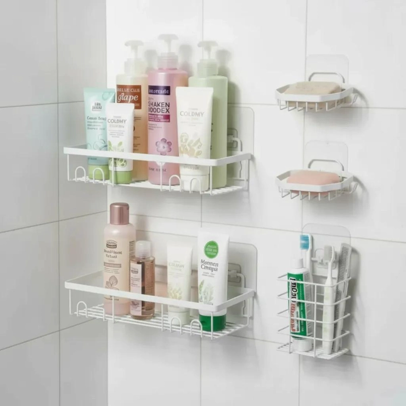 SET DE 5 PIEZAS ESTANTE ORGANIZADOR PARA DUCHA CON ADHESIVOS RESISTENTES - 2