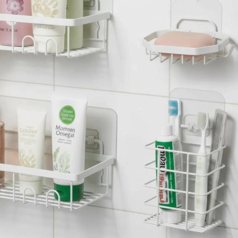 SET DE 5 PIEZAS ESTANTE ORGANIZADOR PARA DUCHA CON ADHESIVOS RESISTENTES - 4
