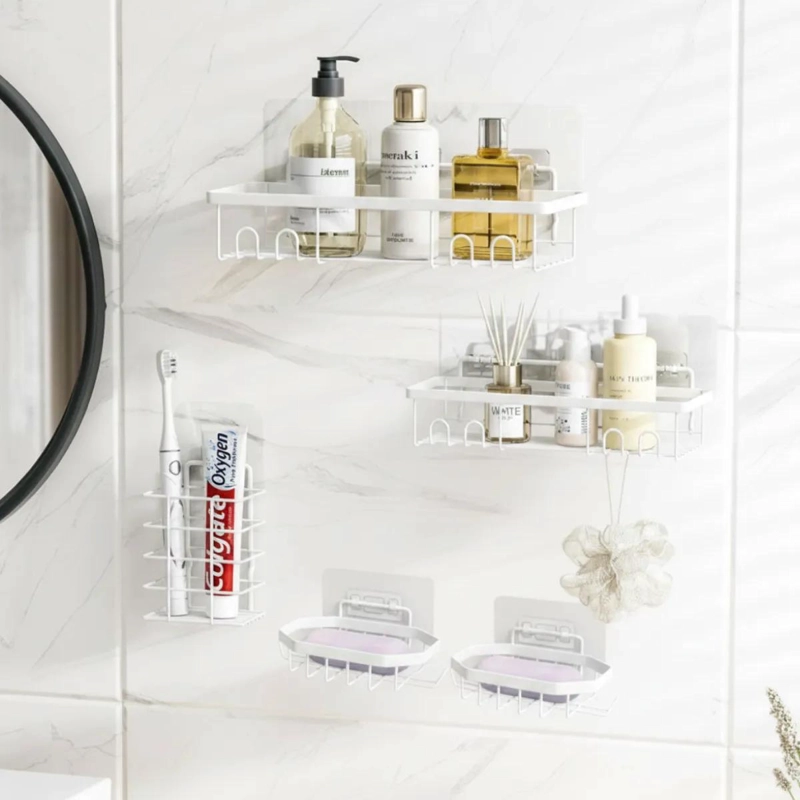 SET DE 5 PIEZAS ESTANTE ORGANIZADOR PARA DUCHA CON ADHESIVOS RESISTENTES - 5