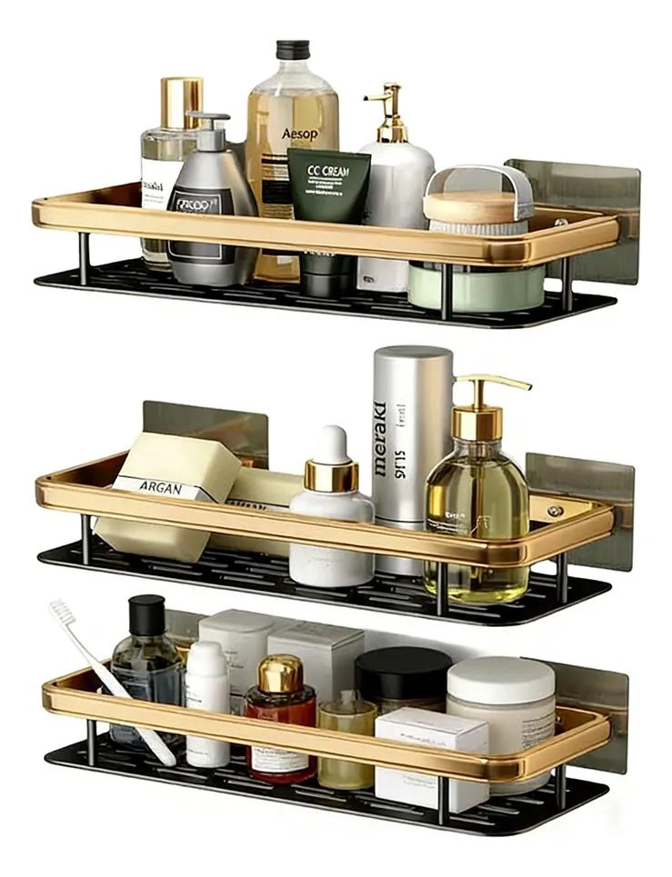ORGANIZADOR DE DUCHA TRIPLE CON ESTANTE ADHESIVO PARA BAÑO - 2