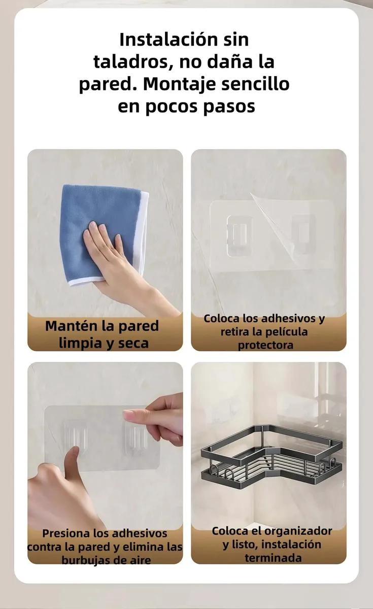 SET DE 5 ORGANIZADORES PARA BAÑO SIN NECESIDAD DE TALADROS PARA ESQUINAS - 2