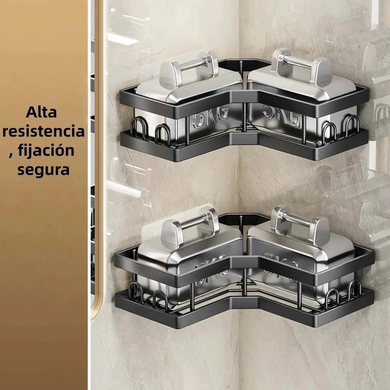 SET DE 5 ORGANIZADORES PARA BAÑO SIN NECESIDAD DE TALADROS PARA ESQUINAS - 5