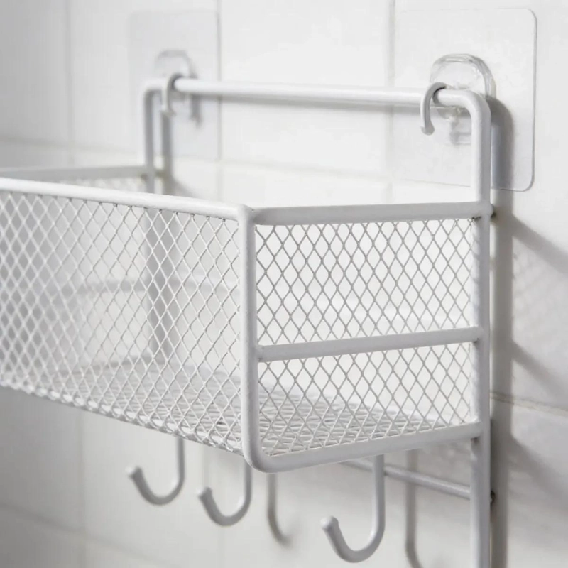 REPISA METALICA NEGRA ADHESIVA PARA BAÑO DE 2 NIVELES - 3