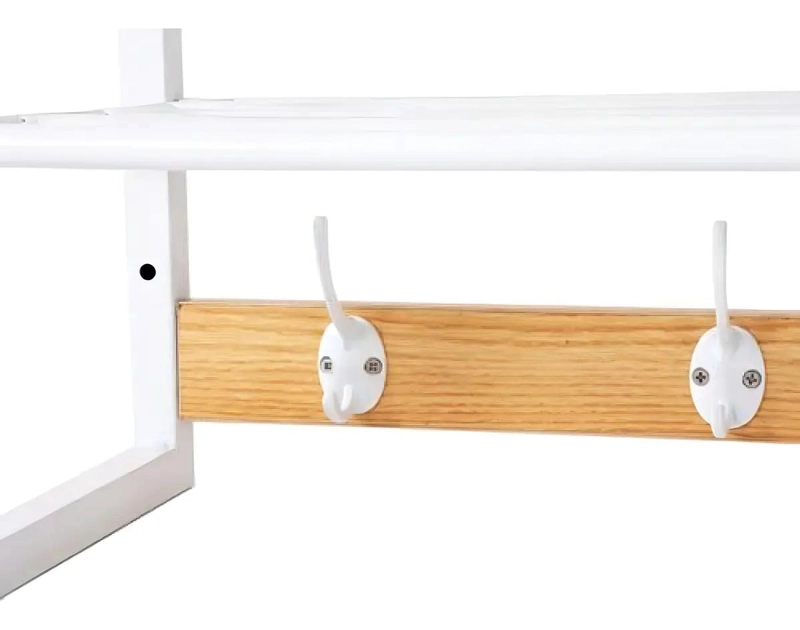 PERCHERO DE PARED CON 5 GANCHOS DE METAL Y MADERA BLANCO DE 70 CM - 4