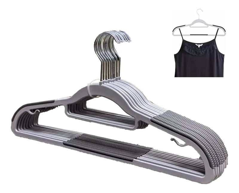 PACK DE 10 PERCHAS ANTIDESLIZANTES PARA ROPA CON GANCHOS - 1