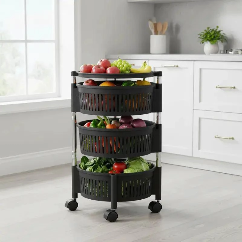 ORGANIZADOR GIRATORIO CON 3 ESTANTES PARA FRUTAS Y VERDURAS - 1