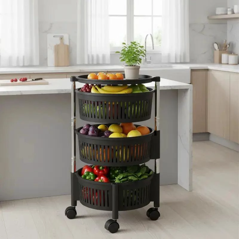 ORGANIZADOR GIRATORIO CON 3 ESTANTES PARA FRUTAS Y VERDURAS - 2