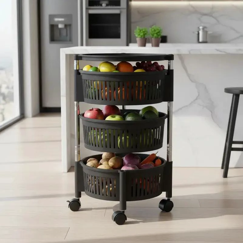 ORGANIZADOR GIRATORIO CON 3 ESTANTES PARA FRUTAS Y VERDURAS - 3