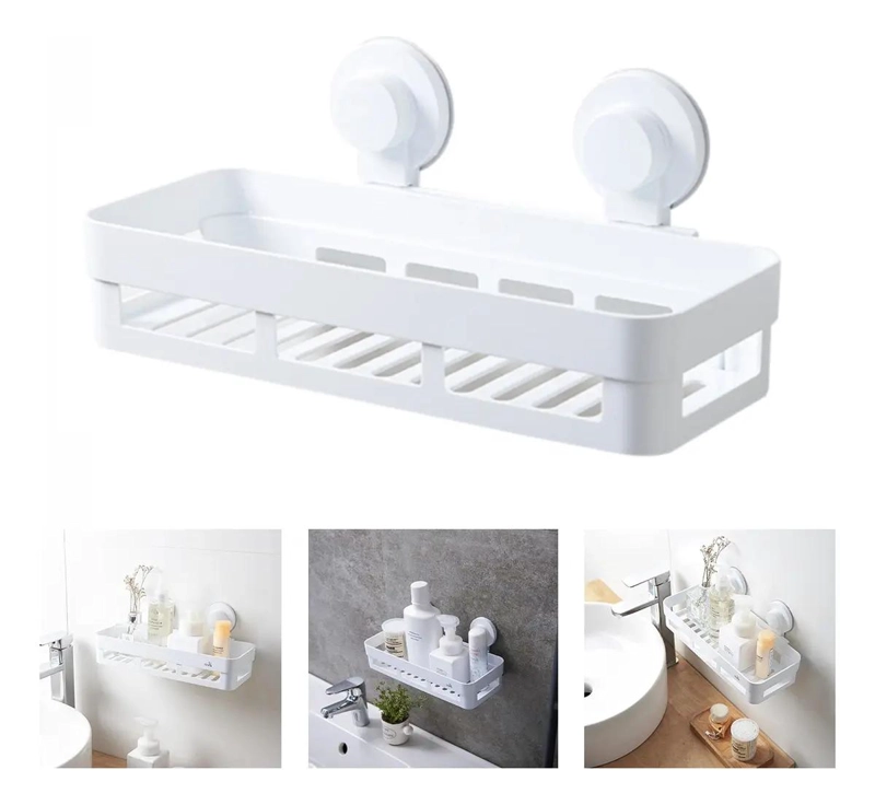 ESTANTE PARA BAÑO CON VENTOSAS SIN NECESIDAD DE TALADRAR COLOR BLANCO - 1