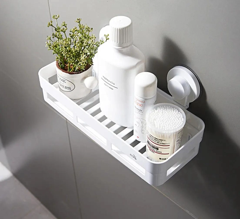 ESTANTE PARA BAÑO CON VENTOSAS SIN NECESIDAD DE TALADRAR COLOR BLANCO - 5