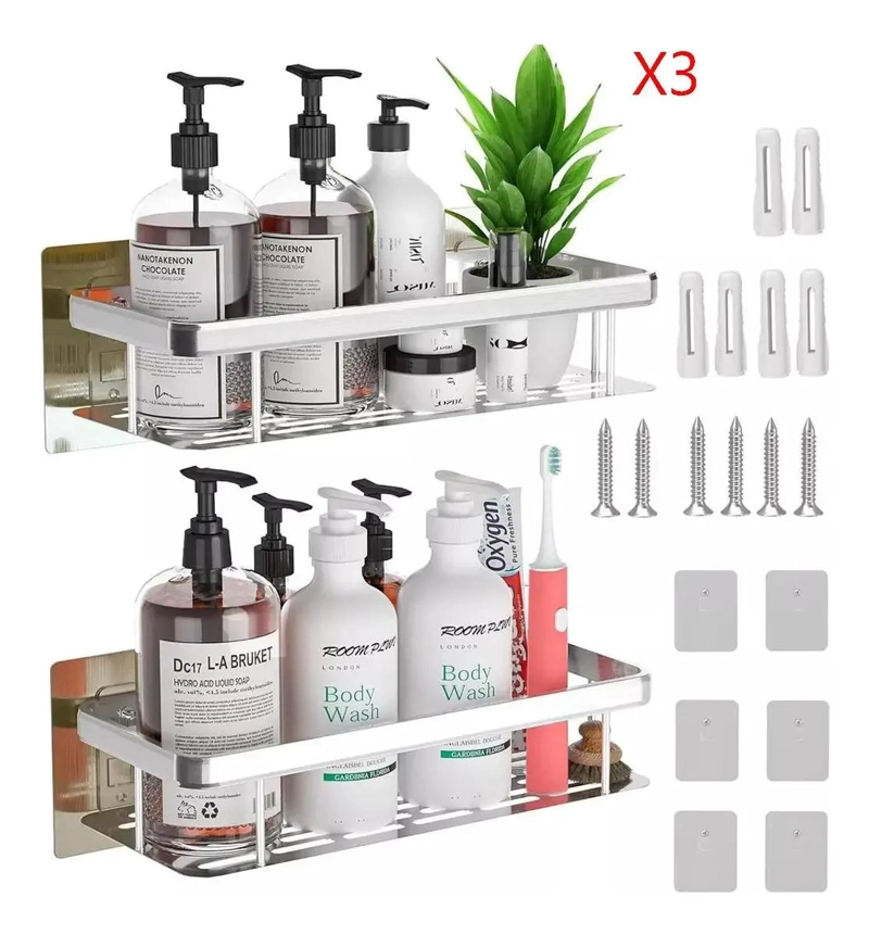 SET DE 3 REPISAS ADHESIVAS PARA ORGANIZAR DUCHA Y BAÑO - 4