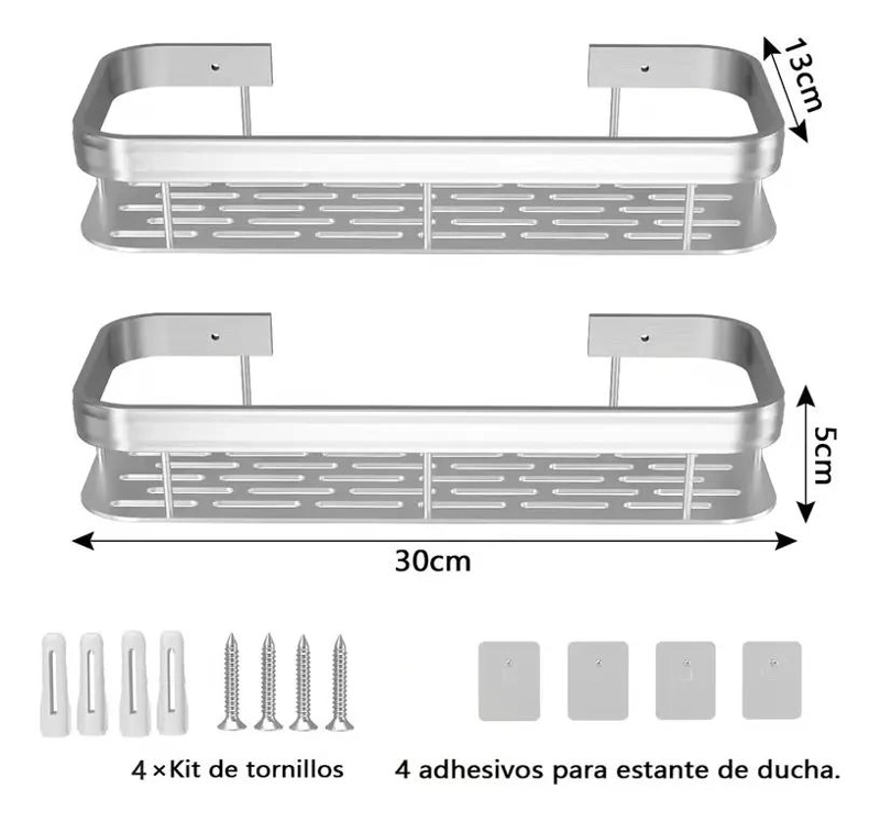 SET DE 2 REPISAS ADHESIVAS PARA ORGANIZAR DUCHA Y BAÑO - 2