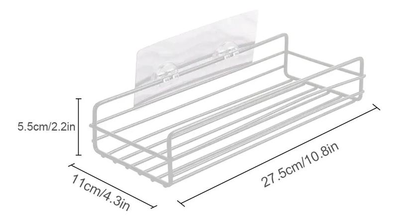 REPISA ORGANIZADORA ADHESIVA DE METAL NEGRO PARA BAÑO Y COCINA - 3