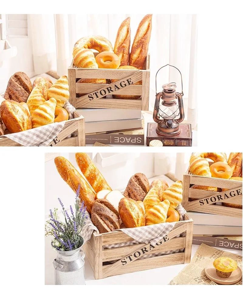 SET DE 4 CANASTOS RUSTICOS DE MADERA PARA ORGANIZACION Y DECORACION - 4