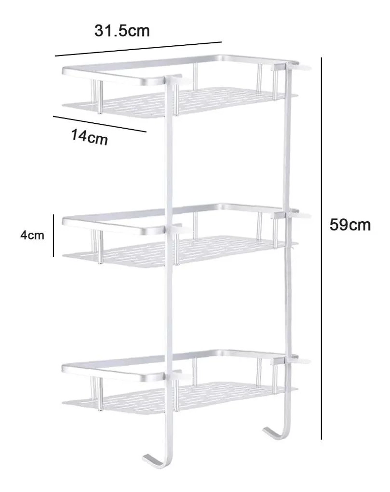 ORGANIZADOR ADHESIVO PARA DUCHA CON 3 NIVELES Y DISEÑO COMPACTO - 3