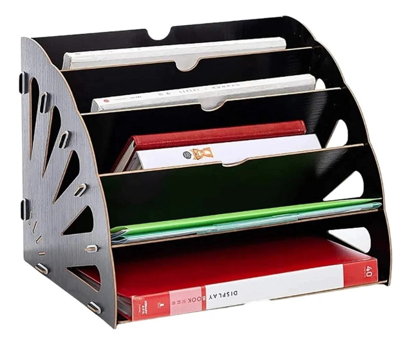 ESTANTE DE MADERA PARA ESCRITORIO CON COMPARTIMENTOS PARA LIBROS Y ARCHIVOS - 1