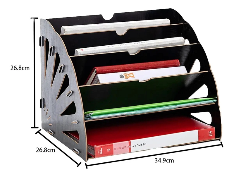 ESTANTE DE MADERA PARA ESCRITORIO CON COMPARTIMENTOS PARA LIBROS Y ARCHIVOS - 2