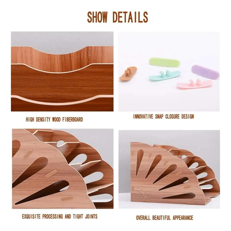 ESTANTE DE MADERA PARA ESCRITORIO CON COMPARTIMENTOS PARA LIBROS Y ARCHIVOS - 5