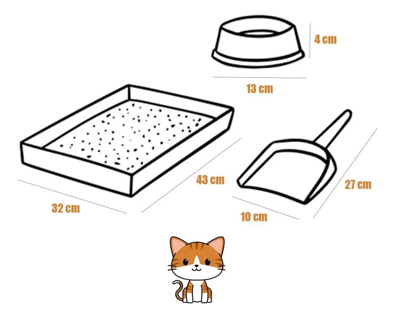 CAJA SANITARIA PARA GATOS CON BANDEJA, PALA Y PLATO PARA ARENA - 2