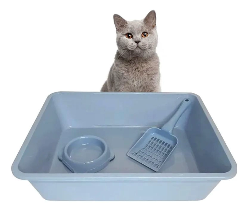 CAJA SANITARIA PARA GATOS CON BANDEJA, PALA Y PLATO PARA ARENA - 3