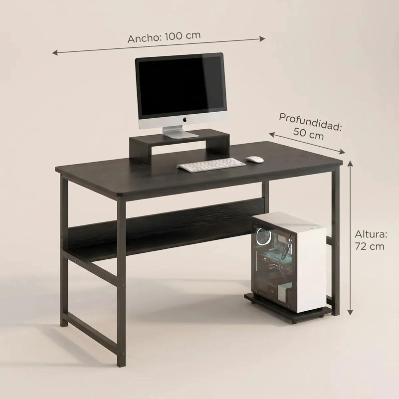 ESCRITORIO CON ELEVADOR PARA MONITOR Y ORGANIZADORES 100X50X72 CM - 5