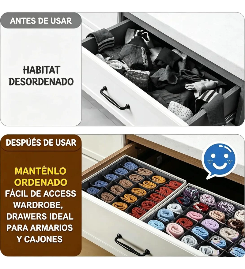 ORGANIZADORES PLEGABLES PARA CAJON 32 X 32 CM SET DE 4 PIEZAS - 2