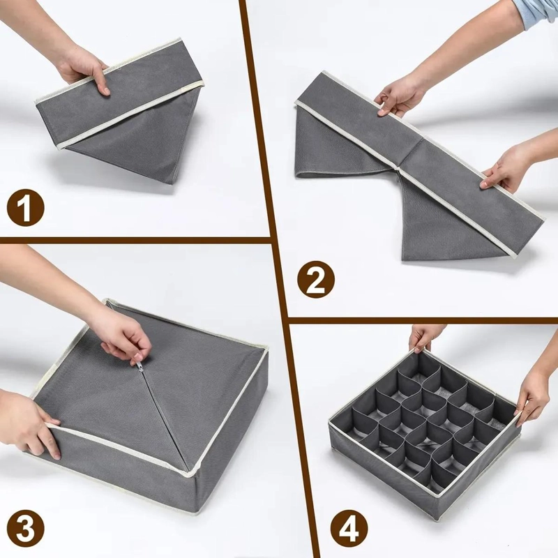 ORGANIZADORES PLEGABLES PARA CAJON 32 X 32 CM SET DE 4 PIEZAS - 4