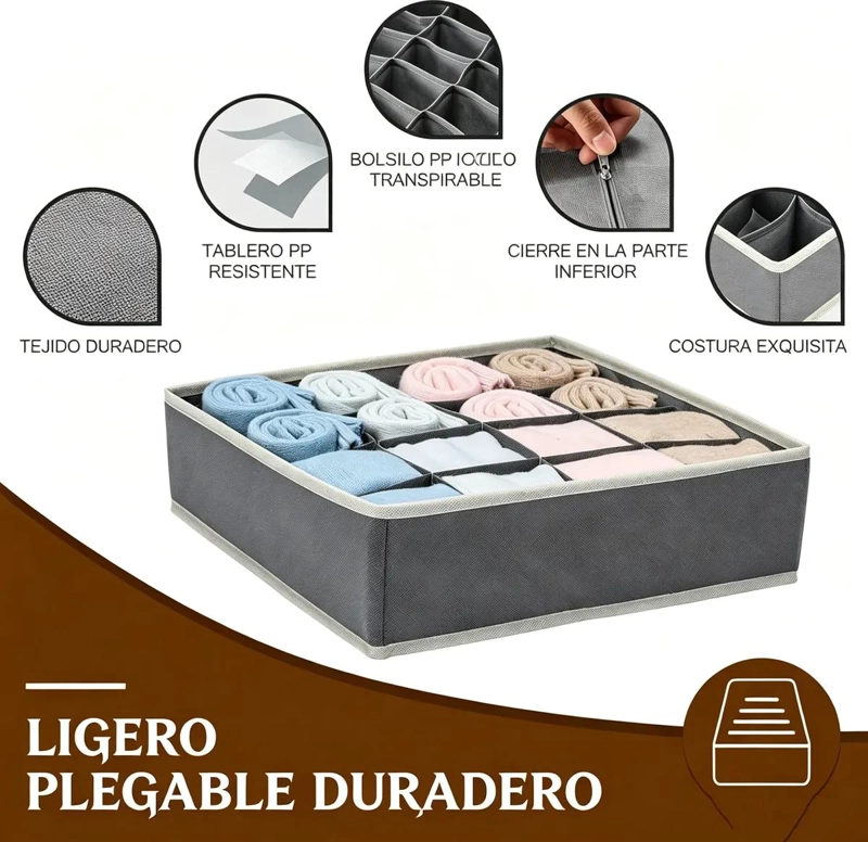 ORGANIZADORES PLEGABLES PARA CAJON 32 X 32 CM SET DE 4 PIEZAS - 5
